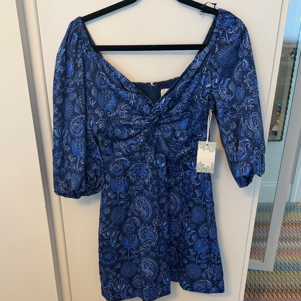 NWT Hyacinth House x Tuckernuck Blue Paisley Mini Dress | Size Small